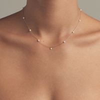 Elegant Simple Style Geometric Stainless Steel Plating Inlay Artificial Pearls Zircon 18k Gold Plated Necklace main image 3