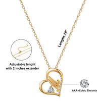 Elegant Letter Heart Shape Copper Plating Inlay Zircon 14k Gold Plated Pendant Necklace main image 2