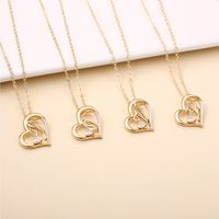 Elegant Letter Heart Shape Copper Plating Inlay Zircon 14k Gold Plated Pendant Necklace main image 1