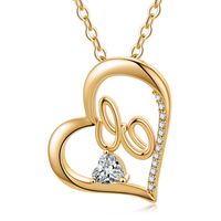 Elegant Letter Heart Shape Copper Plating Inlay Zircon 14k Gold Plated Pendant Necklace sku image 2