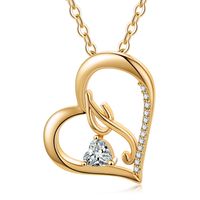 Elegant Letter Heart Shape Copper Plating Inlay Zircon 14k Gold Plated Pendant Necklace sku image 5