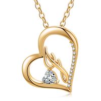 Elegant Letter Heart Shape Copper Plating Inlay Zircon 14k Gold Plated Pendant Necklace sku image 6