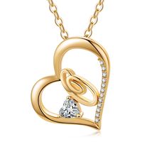 Elegant Letter Heart Shape Copper Plating Inlay Zircon 14k Gold Plated Pendant Necklace sku image 11