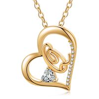 Elegant Letter Heart Shape Copper Plating Inlay Zircon 14k Gold Plated Pendant Necklace sku image 12