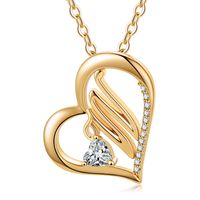 Elegant Letter Heart Shape Copper Plating Inlay Zircon 14k Gold Plated Pendant Necklace sku image 16