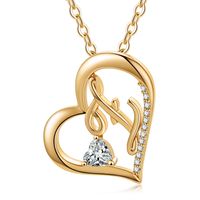 Elegant Letter Heart Shape Copper Plating Inlay Zircon 14k Gold Plated Pendant Necklace sku image 19