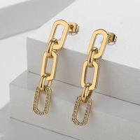 1 Pair Casual Simple Style Chain Copper Zircon White Gold Plated Drop Earrings sku image 1