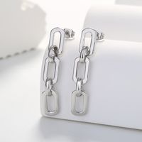 1 Pair Casual Simple Style Chain Copper Zircon White Gold Plated Drop Earrings sku image 2