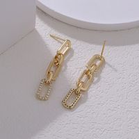 1 Pair Casual Simple Style Chain Copper Zircon White Gold Plated Drop Earrings main image 4