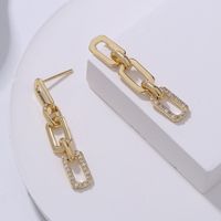 1 Pair Casual Simple Style Chain Copper Zircon White Gold Plated Drop Earrings main image 5