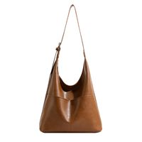 Women's Pu Leather Solid Color Classic Style Bucket Zipper Shoulder Bag sku image 1