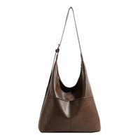 Women's Pu Leather Solid Color Classic Style Bucket Zipper Shoulder Bag sku image 3
