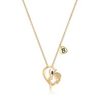 Elegant Letter Heart Shape Horse Copper Plating Inlay Zircon 14k Gold Plated Pendant Necklace sku image 1