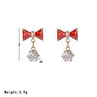 1 Pair Sweet Bow Knot Stainless Steel Zircon White Gold Plated Drop Earrings main image 2