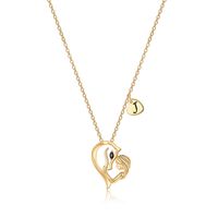 Elegant Letter Heart Shape Horse Copper Plating Inlay Zircon 14k Gold Plated Pendant Necklace sku image 9
