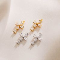 1 Piece Simple Style Cross Sterling Silver Plating Inlay Pendant Jewelry Accessories main image 1