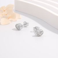 1 Piece Simple Style Cross Plating Sterling Silver Zircon White Gold Plated Ear Studs main image 4