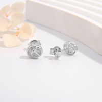 1 Piece Simple Style Cross Plating Sterling Silver Zircon White Gold Plated Ear Studs main image 3
