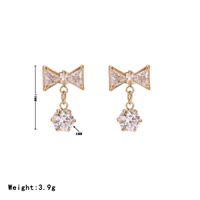 1 Pair Sweet Bow Knot Stainless Steel Zircon White Gold Plated Drop Earrings sku image 1