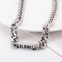 Hip-Hop Cool Style Letter 304 Stainless Steel Polishing Carving Men's Necklace main image 6