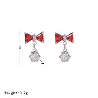 1 Pair Sweet Bow Knot Stainless Steel Zircon White Gold Plated Drop Earrings sku image 6
