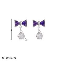 1 Pair Sweet Bow Knot Stainless Steel Zircon White Gold Plated Drop Earrings sku image 8