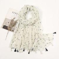 Women's Elegant Stripe Flower Cotton And Linen Tassel Scarf sku image 23