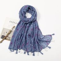 Women's Elegant Stripe Flower Cotton And Linen Tassel Scarf sku image 82