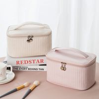 Classic Style Solid Color Pu Leather Square Makeup Bags main image 1