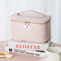 Classic Style Solid Color Pu Leather Square Makeup Bags main image 2