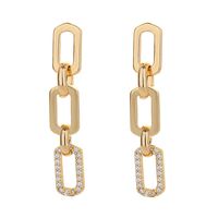 1 Pair Casual Simple Style Chain Copper Zircon White Gold Plated Drop Earrings main image 3