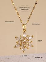 Luxurious Queen Snowflake Stainless Steel Plating Inlay Zircon 18k Gold Plated Pendant Necklace main image 2