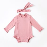 Casual Solid Color Cotton Baby Rompers sku image 6