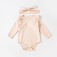 Casual Solid Color Cotton Baby Rompers sku image 4
