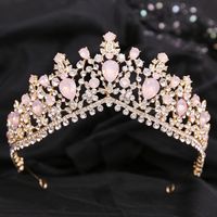 Fashion Water Droplets Crown Alloy Hollow Out Inlay Rhinestones Crown 1 Piece sku image 10