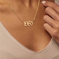 Simple Style Number Copper Plating 14k Gold Plated Pendant Necklace main image 1