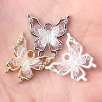 10 Pcs/package Ig Style Sweet Butterfly Alloy Resin Plating Inlay Jewelry Accessories main image 3