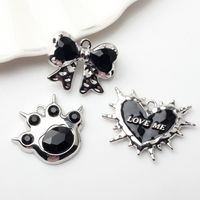 10 Pcs/package Sweet Simple Style Paw Print Heart Shape Bow Knot Alloy Enamel Plating Inlay Beads Jewelry Accessories main image 1