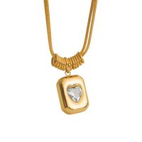 Vintage-stil Einfacher Stil Herzform Titan Stahl 18 Karat Vergoldet Halskette Mit Anhänger main image 6