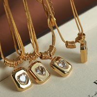 Vintage-stil Einfacher Stil Herzform Titan Stahl 18 Karat Vergoldet Halskette Mit Anhänger main image 1
