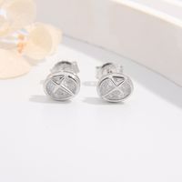 1 Piece Simple Style Cross Plating Sterling Silver Zircon White Gold Plated Ear Studs main image 1