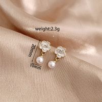 1 Paire Élégant Style Simple Fleur Placage Incruster Alliage Perles Artificielles Plaqué Or Boucles D'oreilles sku image 1