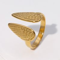 304 Stainless Steel 18K Gold Plated British Style Plating Wings Open Rings main image 4