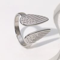 304 Stainless Steel 18K Gold Plated British Style Plating Wings Open Rings main image 3