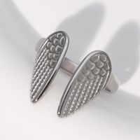 304 Stainless Steel 18K Gold Plated British Style Plating Wings Open Rings main image 1