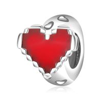 Sweet Simple Style Heart Shape Rose Snake Sterling Silver Epoxy Inlay Zircon Jewelry Accessories sku image 11
