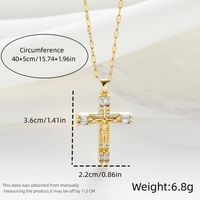 Titanium Steel 18K Gold Plated Simple Style Classic Style Plating Inlay Cross Zircon Pendant Necklace sku image 7