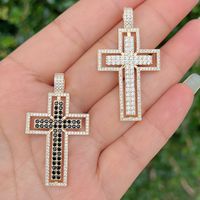 Simple Style Cross Copper Plating Inlay Zircon 18k Gold Plated Pendant Necklace main image 3