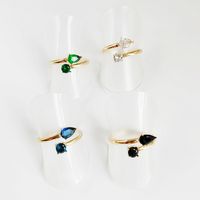 304 Stainless Steel Titanium Steel 18K Gold Plated Simple Style Geometric Zircon Open Rings main image 1