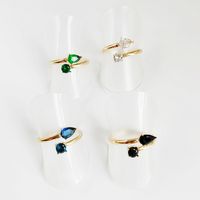 304 Stainless Steel Titanium Steel 18K Gold Plated Simple Style Geometric Zircon Open Rings main image 7